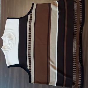 Emma James Sleeveless Brown/Cream Stripe Sweater Size 3 (plus size brand)